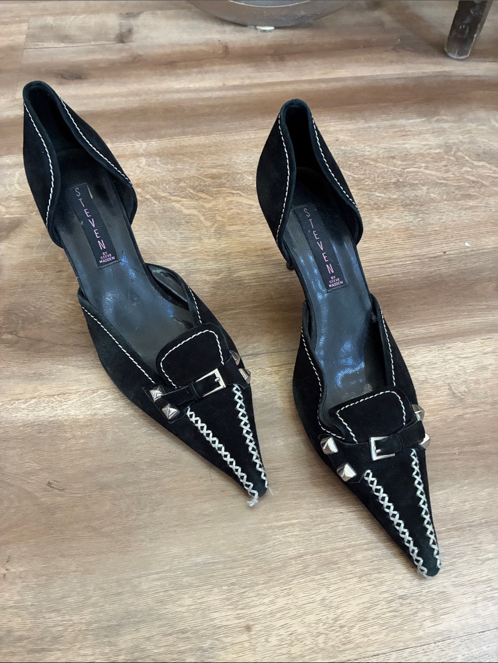 SEXY!!! Seven7 Black Pointed Studded Suede D'Orsay Pumps size 9